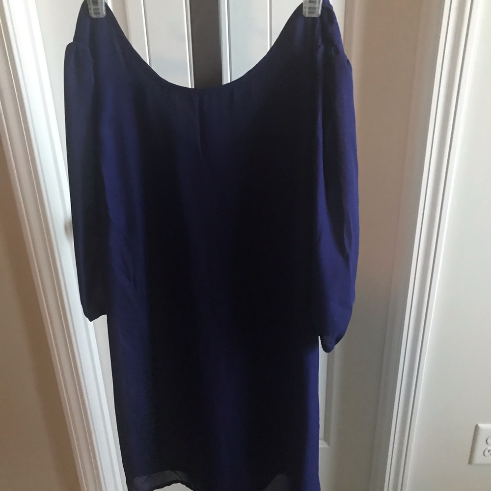 Navy, bell sleeved dress